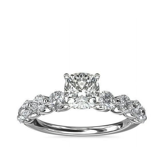 2.50 Carat Cushion Cut (D/VVS1) Moissanite Diamond Beautiful Ring Fancy Jewellery for Women in 18K White Gold Ring Size 5 by Diamond-Capitals