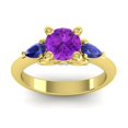 thumbnail image 1 of 2.50 Carat Elegant Round Shape Amethyst & Blue Sapphire Gemstone Anniversary Ring for Wife Solid 18K Yellow Gold Size 11.5 by Diamond-Capitals, 1 of 8