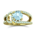 thumbnail image 1 of 2.50 Carat Elegant Round Shape Aquamarine Gemstone Bridal Ring for Ladies Solid 18K Yellow Gold Size 11.5 by Diamond-Capitals, 1 of 8