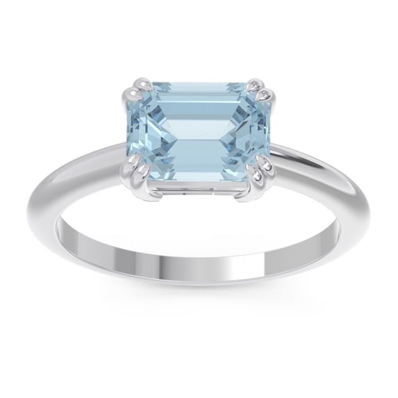 2.50 Carat Emerald Cut Blue Topaz Gemstone Lovely Solitaire Bridal Ring for Women Solid 14K White Gold Size 8 by Diamond-Capitals