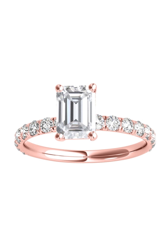 Women's 2.50 Carat Emerald Cut Moissanite Diamond Engagement Rings in 10K Gold, 4-Prong Setting