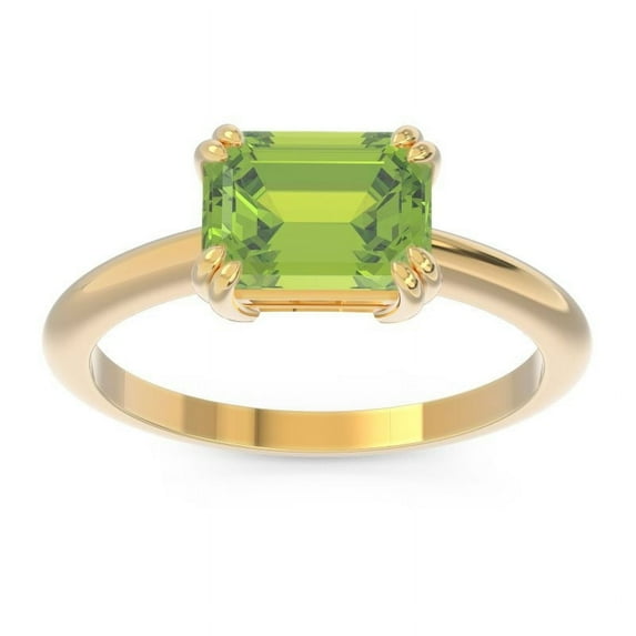 2.50 Carat Emerald Cut Peridot Gemstone New Solitaire Engagement Ring for Girls 18K Yellow Gold Size 6 by Diamond-Capitals