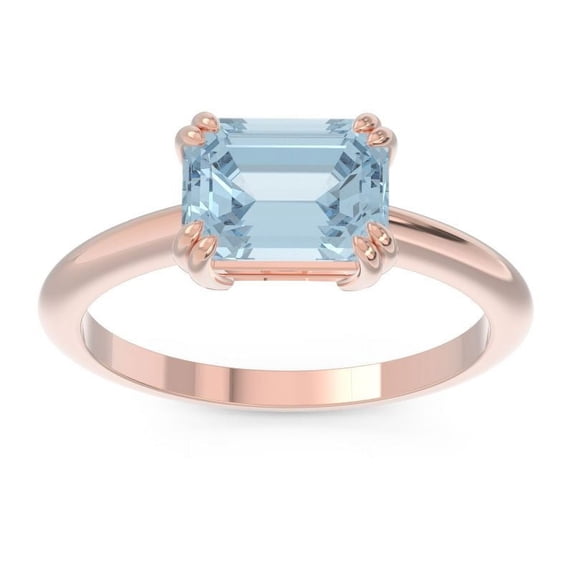 2.50 Carat Emerald Cut Simulated Aquamarine Gemstone Wonderful Anniversary Ring for Women 18K Rose Gold Size 3 by Diamond Capitals