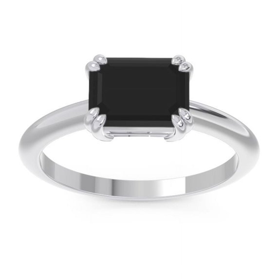 2.50 Carat Emerald Cut Simulated Black Onyx Gemstone New Design Proposal Ring for GirlsSolid 14K White Gold Size 9 by Diamond-Capitals