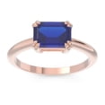 thumbnail image 1 of 2.50 Carat Fine Emerald Cut Blue Sapphire Gemstone Solitaire Bridal Ring for Women 18K Rose Gold Size 6 by Diamond-Capitals, 1 of 8