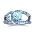 thumbnail image 1 of 2.50 Carat Fine Round Cut Aquamarine & Blue Topaz Gemstone Bridal Ring for Women Solid 18K White Gold Size 7 by Diamond-Capitals, 1 of 8
