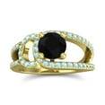 thumbnail image 1 of 2.50 Carat Fine Round Cut Black Onyx & Aquamarine Gemstone Bridal Ring for Women Solid 18K Yellow Gold Size 7 by Diamond-Capitals, 1 of 8