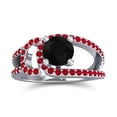 thumbnail image 1 of 2.50 Carat Fine Round Cut Black Onyx & Red Ruby Gemstone Bridal Ring for Women Solid 18K White Gold Size 7 by Diamond-Capitals, 1 of 8