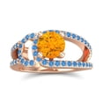 thumbnail image 1 of 2.50 Carat Fine Round Cut Citrine & Blue Topaz Gemstone Bridal Ring for Ladies Solid 18K Rose Gold Size 7 by Diamond-Capitals, 1 of 8