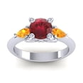 thumbnail image 1 of 2.50 Carat Fine Round Cut Red Ruby & Citrine Gemstone Three Stone Engagement Ring for Women Solid 18K White Gold Size 7 by Diamond-Capitals, 1 of 8