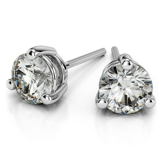 2.50 Carat Genuine Diamond Stud Earrings (VS1-VS2 Clarity, F-G Color) Real 14K White Gold Push Back Martini Studs for her