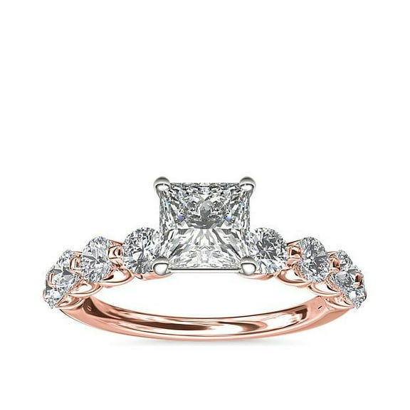 2.50 Carat Latest Design Princess Cut (D/VVS1) Moissanite Wedding Ring for Women 18K Genuine Rose Gold Ring Size 7 by Diamond-Capitals