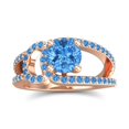 thumbnail image 1 of 2.50 Carat Luxurious Round Cut Blue Topaz & Blue Topaz Gemstone Bridal Ring for her 18K Rose Gold Size 6.5 by Diamond-Capitals, 1 of 8
