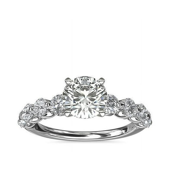 2.50 Carat Luxurious Round Cut (D/VVS1) Moissanite Ring for Engagement 18K Real White Gold Ring Size 8.5 by Diamond-Capitals