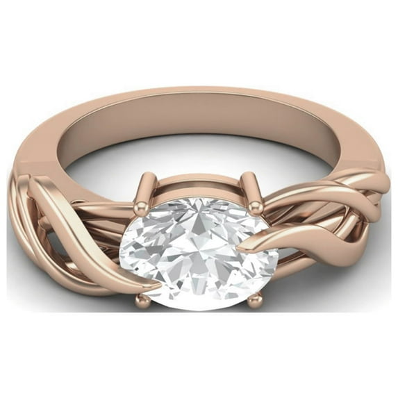 Mooneye 2.50 Ctw Oval Moissanite Diamond 925 Sterling Silver Rose Vermeil Solitaire Women Gift Ring