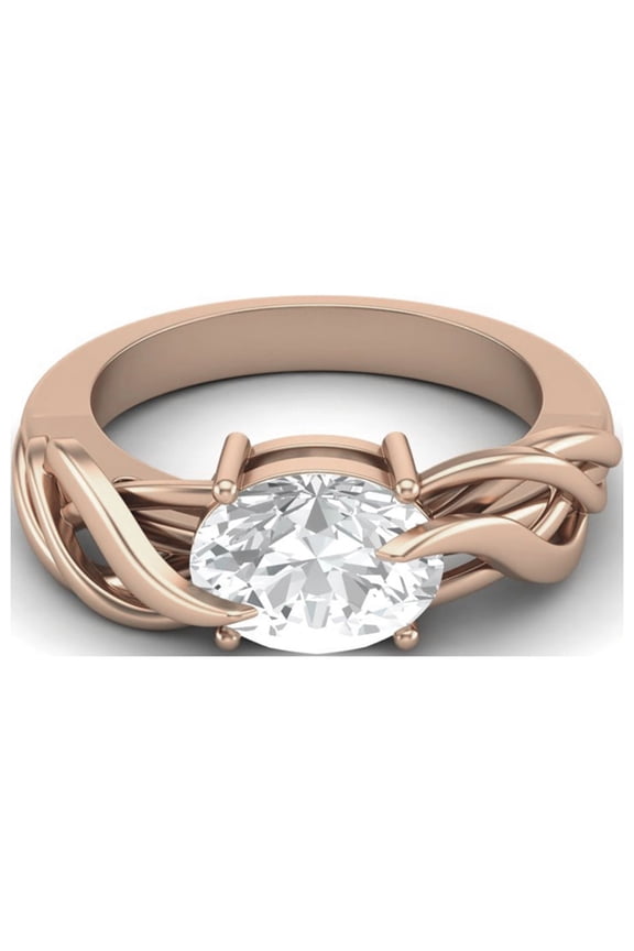 2.50 Ctw Oval Moissanite Diamond 925 Sterling Silver Rose Vermeil Solitaire Women Gift Ring