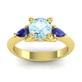 thumbnail image 1 of 2.50 Carat New Round Cut Aquamarine & Blue Sapphire Gemstone Engagement Ring for her Solid 18K Yellow Gold Size 5.5 by Diamond-Capitals, 1 of 8