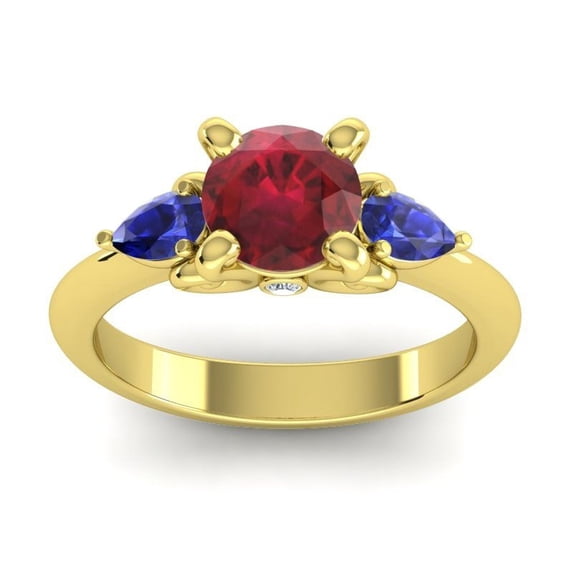 2.50 Carat New Round Cut Red Ruby & Blue Sapphire Gemstone Wedding Ring for her Solid 18K Yellow Gold Size 5.5 by Diamond-Capitals