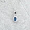 thumbnail image 1 of 2.50 Carat Oval Cut Blue Topaz Gemstone Natural Diamond Wonderful Halo Necklace for Ladies in Solid 18K White Gold With 18 inches Chain, 1 of 6