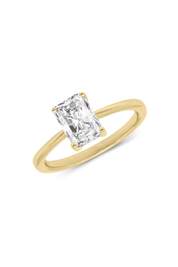 2.50 Carat - Radiant Shape Lab Grown Basket Regular Shank Setting Solitaire Diamond Engagement Ring in 14K Yellow Gold(Ring Size: 9)