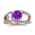 thumbnail image 1 of 2.50 Carat Round Cut Amethyst & Blue Topaz Gemstone Luxurious Bridal Ring for Ladies Solid 14K Rose Gold Size 4.5 by Diamond-Capitals, 1 of 8