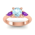 thumbnail image 1 of 2.50 Carat Round Cut Aquamarine & Amethyst Gemstone Charming Engagement Ring for Girls Solid 14K Rose Gold Size 9 by Diamond-Capitals, 1 of 8