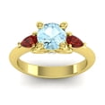 thumbnail image 1 of 2.50 Carat Round Cut Aquamarine & Garnet Gemstone Latest 3-Stone Engagement Ring for Women 18K Yellow Gold Size 3 by Diamond-Capitals, 1 of 8