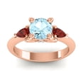 thumbnail image 1 of 2.50 Carat Round Cut Aquamarine & Garnet Gemstone Stunning Bridal Ring for Women Solid 18K Rose Gold Size 11 by Diamond-Capitals, 1 of 8