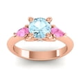 thumbnail image 1 of 2.50 Carat Round Cut Aquamarine & Pink Sapphire Gemstone Beautiful 3 Stone Bridal Ring for her 18K Rose Gold Size 4.5 by Diamond-Capitals, 1 of 8