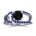thumbnail image 1 of 2.50 Carat Round Cut Black Onyx & Blue Sapphire Gemstone Stylish Anniversary Ring for Women Solid 14K White Gold Size 11.5 by Diamond-Capitals, 1 of 8