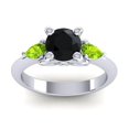 thumbnail image 1 of 2.50 Carat Round Cut Black Onyx & Peridot Gemstone Latest Anniversary Ring for Ladies Solid 14K White Gold Size 7 by Diamond-Capitals, 1 of 8