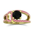 thumbnail image 1 of 2.50 Carat Round Cut Black Onyx & Pink Sapphire Gemstone Classic Bridal Ring for her 18K Yellow Gold Size 8.5 by Diamond-Capitals, 1 of 8