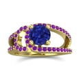 thumbnail image 1 of 2.50 Carat Round Cut Blue Sapphire & Amethyst Gemstone Beautiful Bridal Ring for her 18K Yellow Gold Size 6.5 by Diamond-Capitals, 1 of 8