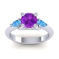 thumbnail image 1 of 2.50 Carat Round Cut Blue Sapphire & Blue Topaz Gemstone Unique Engagement Ring for Women Solid 18K White Gold Size 5 by Diamond-Capitals, 1 of 8