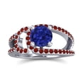 thumbnail image 1 of 2.50 Carat Round Cut Blue Sapphire & Garnet Gemstone Luxurious Engagement Ring for Women Solid 14K White Gold Size 4.5 by Diamond-Capitals, 1 of 8