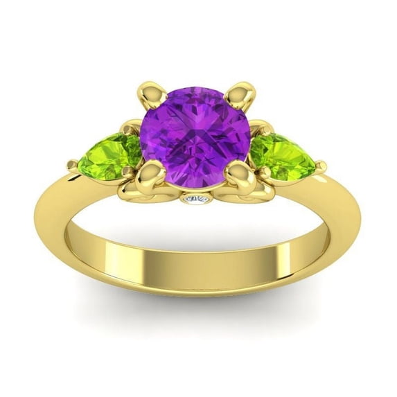 2.50 Carat Round Cut Blue Sapphire & Peridot Gemstone Latest Bridal Ring for Women Solid 18K Yellow Gold Size 7 by Diamond-Capitals
