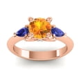 thumbnail image 1 of 2.50 Carat Round Cut Citrine & Blue Sapphire Gemstone Trendy Anniversary Ring for her Solid 14K Rose Gold Size 4.5 by Diamond-Capitals, 1 of 8