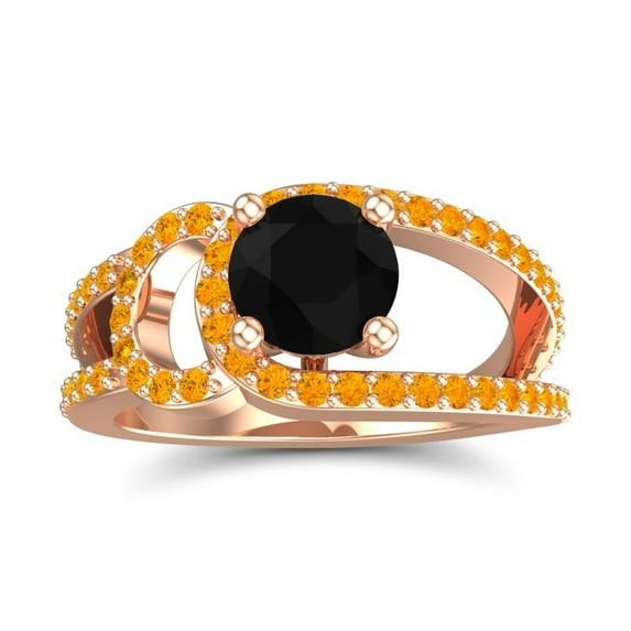 2.50 Carat Round Cut Citrine Gemstone Latest Anniversary Ring for Ladies Solid 14K Rose Gold Size 7 by Diamond-Capitals