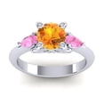thumbnail image 1 of 2.50 Carat Round Cut Citrine & Pink Sapphire Gemstone Sparkle Three Stone Wedding Ring for Girls Solid 14K White Gold Size 11.5 by Diamond-Capitals, 1 of 8