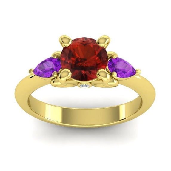 2.50 Carat Round Cut Garnet & Amethyst Gemstone Sparkle Engagement Ring for her Solid 18K Yellow Gold Size 11 by Diamond-Capitals