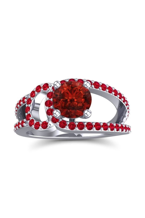 2.50 Carat Round Cut Garnet & Red Ruby Gemstone Classic Bridal Ring for Women 18K White Gold Size 8.5 by Diamond-Capitals