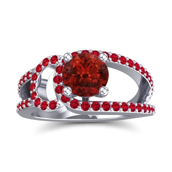 2.50 Carat Round Cut Garnet & Red Ruby Gemstone New Proposal Ring for Women Solid 14K White Gold Size 9 by Diamond-Capitals