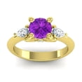 thumbnail image 1 of 2.50 Carat Round Cut Natural Diamond & Amethyst Gemstone Wonderful Proposal Ring for Women Solid 14K Yellow Gold Size 9 by Diamond-Capitals, 1 of 8