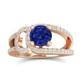 thumbnail image 1 of 2.50 Carat Round Cut Natural Diamond & Blue Sapphire Gemstone Stylish Anniversary Ring for Ladies Solid 14K Rose Gold Size 11.5 by Diamond-Capitals, 1 of 8