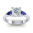 thumbnail image 1 of 2.50 Carat Round Cut Natural Diamond Blue Sapphire Gemstone Unique Three Stone Engagement Ring for her Solid 14K White Gold Size 4 by Diamond-Capitals, 1 of 8