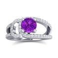 thumbnail image 1 of 2.50 Carat Round Cut Natural Diamond (F-G/VS1) & Amethyst Gemstone Classic Bridal Ring for her 18K White Gold Size 8.5 by Diamond-Capitals, 1 of 8