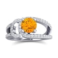 thumbnail image 1 of 2.50 Carat Round Cut Natural Diamond (F-G/VS1) & Citrine Gemstone Classic Bridal Ring for Ladies 18K White Gold Size 8.5 by Diamond-Capitals, 1 of 8