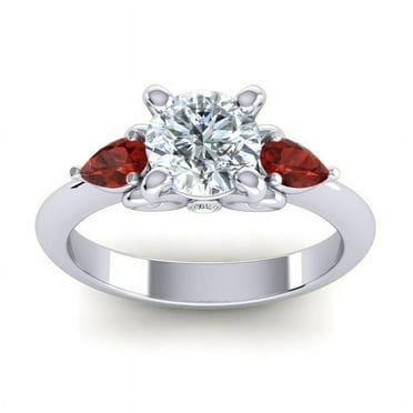 2.50 Carat Round Cut Natural Diamond Garnet Gemstone Beautiful Wedding Ring for Women Solid 18K White Gold Size 7 by Caratup