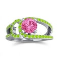 thumbnail image 1 of 2.50 Carat Round Cut Pink Sapphire & Peridot Gemstone Beautiful Proposal Ring for Women Solid 14K White Gold Size 9 by Diamond-Capitals, 1 of 8