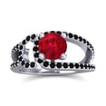 thumbnail image 1 of 2.50 Carat Round Cut Red Ruby & Black Onyx Gemstone Classic Bridal Ring for her 18K White Gold Size 8.5 by Diamond-Capitals, 1 of 8